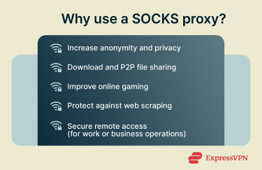 A list of benefits of using a SOCKS proxy.