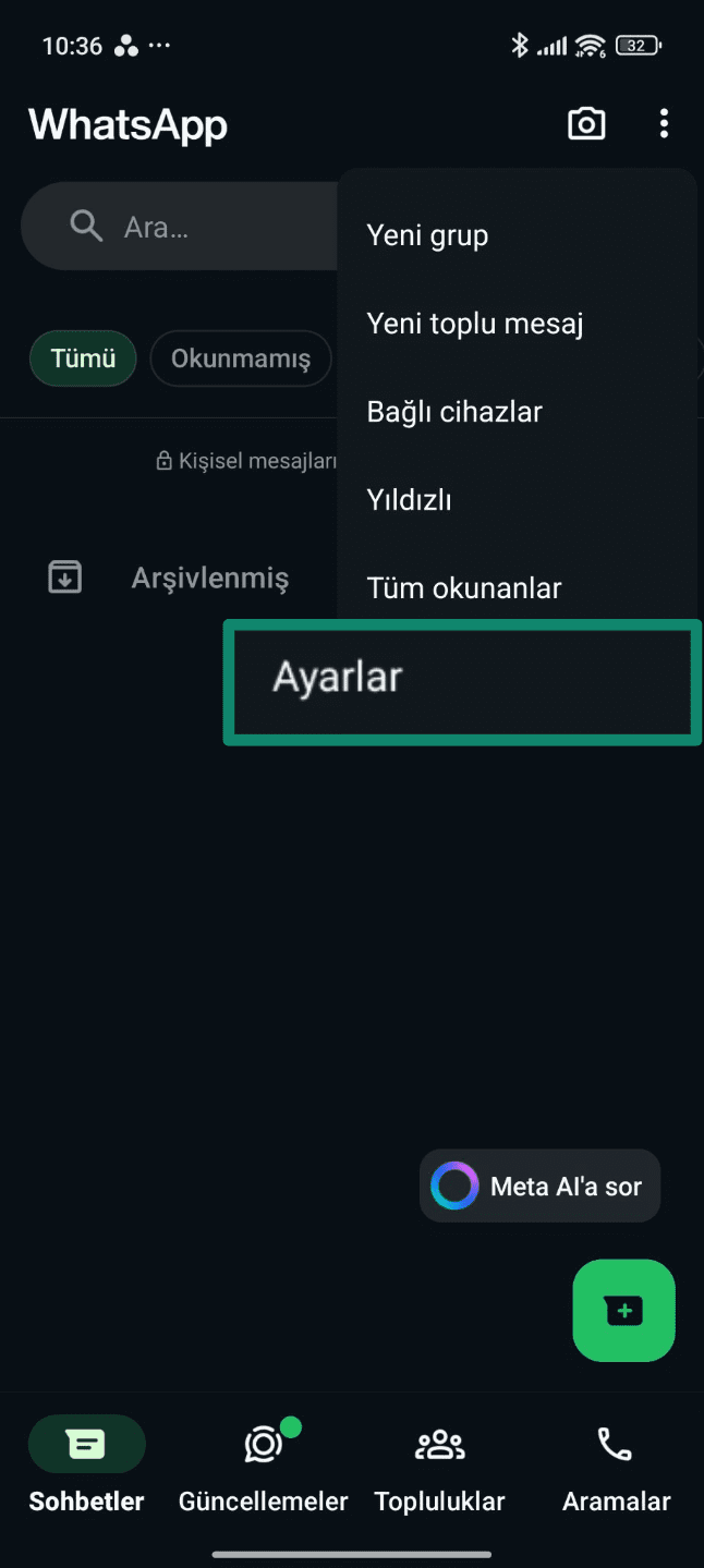 Select Settings Tr