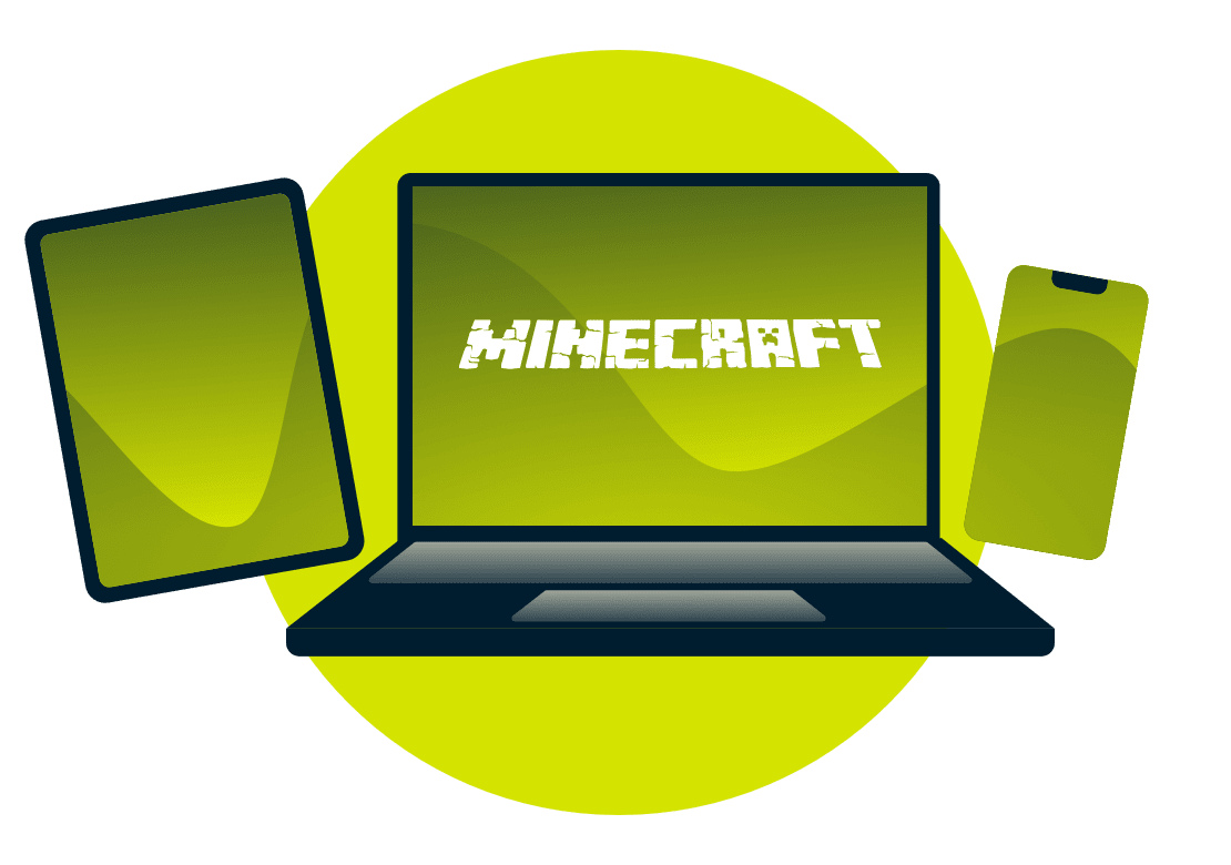 Una variet&agrave; di dispositivi con il logo Minecraft.