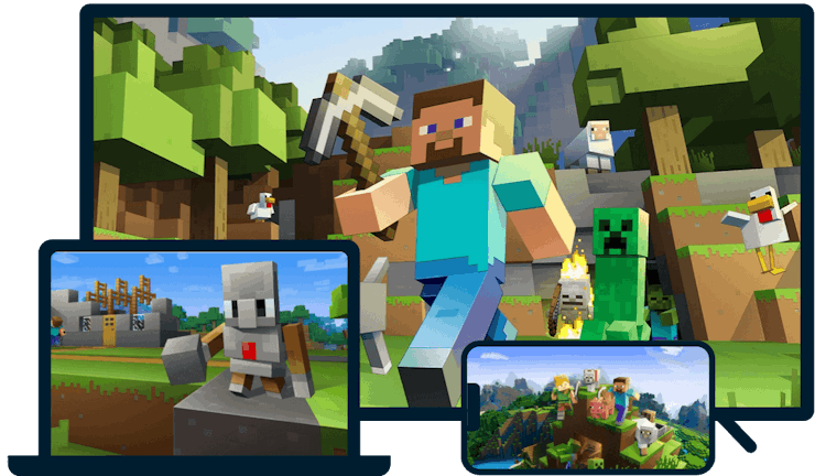 Minecraft su una variet&agrave; di dispositivi.