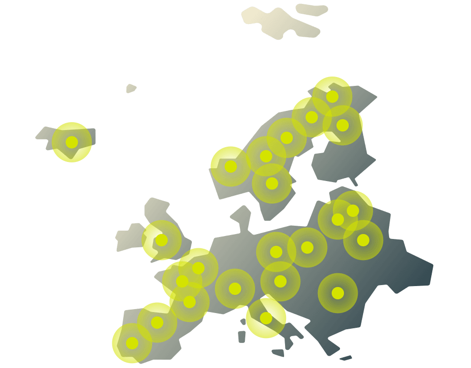 Opret forbindelse til snesevis af europ&aelig;iske serverplaceringer med ExpressVPNs enorme globale netv&aelig;rk.
