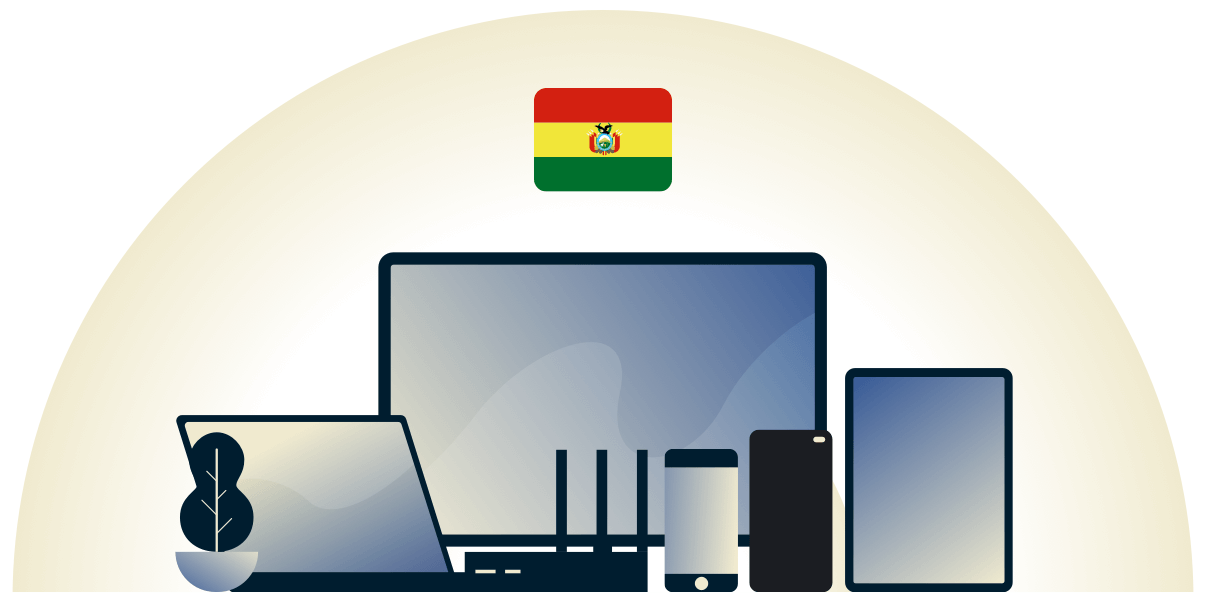 VPN en Bolivia protegiendo a una variedad de dispositivos.